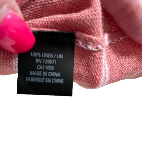 360 SWEATER Italian Yarn Striped Racer Back 100% Linen MIDI Dress - Picture 9 of 10